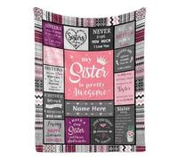 Gift for My Sister Throw Blanket, Sis Soft Blanket, Personalized Blanket for Mother's Day Birthday Gifts, 50x60 Inches