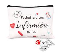 Gift for Nurse Colleague Women 1 Toiletry Bag 1 Keyring Nurse with Heart Stethoscope Syringe Small Bazaar Gift Ideas Kit Accessories Ideal for Thank You, Birthday