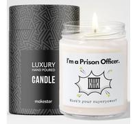 Gift for Prison Officer - Luxury Soy Wax Candle - Vanilla, Jasmine, Sugared Almond - Makester