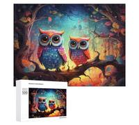 Gift for Puzzle Lovers: Autumn Owls in Enchanted Forest, 500 PCS, Decorative Jigsaw for Grown-Ups; for Couples, Friends And Family
