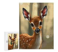 Gift for Puzzle Lovers: Cute Fawn Portrait in Forest, 500 PCS, Decorative Jigsaw for Grown-Ups; for Couples, Friends And Family