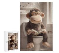 Gift for Puzzle Lovers: Grumpy Monkey Reading on The Toilet, 1000 PCS, Wooden Picture Puzzle for Grown-Ups - for Quiet Evenings And Focused Play