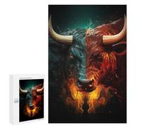 Gift for Puzzle Lovers: Two Faced Crypto Bull, 1000 PCS, Displayable Picture Puzzle, with A Decorative Finished Picture