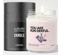 Gift for Running A Marathon - Luxury Soy Wax Candle - Vanilla, Jasmine, Sugared Almond - Makester