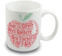 Gift for Teacher ~ Teacher Gifts ~Best Teacher Ever ~ Word Art Apple ~ Personalised Funny Coffee Mug ~ Teacher Appreciation ~ Cute Teacher Mug ~ end of Term Gift ~ Apple Gift