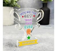Gift For The Best Travel Agent Ever Award Trophy Keepsake Plaque Ornament | Acrylic Ornament Gift Birthday Present Keepsake Gift Custom Home Decor Gift, Small Trinket, Unique Present