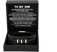Gift For To My Son - Never Walk Alone Braided Bracelet, Elegant Box (Gold)