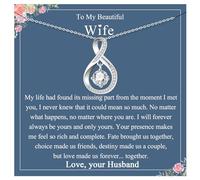Gift for Wife from Husband, Sterling Silver Infinity Necklace for Women, Romantic Simulated Diamond Wife Necklaces Gift Jewellery Present for Anniversary Birthday Christmas Valentines Day Mothers Day