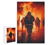 Gift for Winter Evenings: Firefighters Entering Blaz, 1000 PCS, Wooden Art Puzzle, for Mindful Indoor Entertainment
