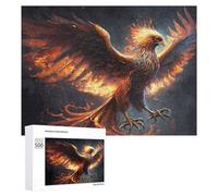 Gift for Winter Evenings - Phoenix Rising Mythical Firebird Artwork -1, Wooden Art Puzzle, 500 PCS; for Couples, Friends And Family