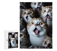 Gift for Winter Evenings - Surprised Cats Compilation-3, Wooden Art Puzzle, 300 PCS; for Couples, Friends And Family