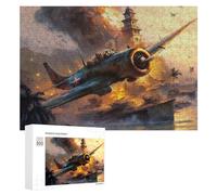 Gift for Winter Evenings - Warplane Amidst Tropical Destruction, Wooden Art Puzzle, 300 PCS; for Couples, Friends And Family
