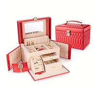 Gift for Women Jewelry Boxes Leather Jewelry Box The Large Capacity Storage Box Metal Lock Solid Color Portable Versatile Showcase for Jewelry New Year Presents