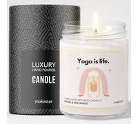 Gift for Yoga - Luxury Soy Wax Candle - Vanilla, Jasmine, Sugared Almond - Makester