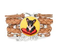 Gift Fortune Cookies Pekingese Dog Love Adjustable Leather Braided Bracelet
