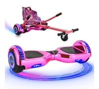 Gift Gadgets Age 14+ G1 Chrome Pink Hoverboard & Hoverkart Bundle | Self-Balancing 6.5" Scooter With LED Lights & Bluetooth | Go Kart for Kids, Teens, and Adults