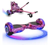 Gift Gadgets G1 Galaxy Pink Hoverboard & Hoverkart Bundle | Self-Balancing 6.5" Scooter with LED Lights & Bluetooth | Hoverboard and Kart Bundle | Hoverboard Go Kart Bundle for Kids, Teens, and Adults