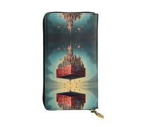 Gift Giver Pattern Leather Clutch (7.5x4.1 inches) - Coin Card Key Wallet