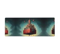 Gift Giver Pattern Oversized Keyboard and Mouse pad 12x31.5 inches, Lock-Edge Design, Non-Slip and wear-Resistant,