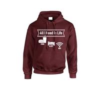 Gift Hub All I Need In Life is Food Sleep Wifi Hoodie, Slogan Funny Hoodies are Comfy and Stylish Sweatshirt, Great Choice For A Gamer or A Relaxing Evening Brown X Large (XL)
