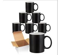 Gift Hub Colour Changing Sublimation Mugs 11oz (Pack of 6) - Matt Gloss Heat Change Custom Photo Cup - Personalised Magic Mug for Heat Press Transfer Coffee Cup