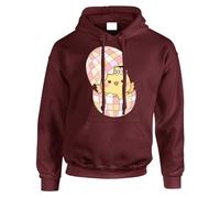 Gift Hub Cute Hatching Chick Mens Hoody Comedy Happy Easter Day Pastel Heart Pattern Egg Flower Crown Illustration Graphic Hoodie Maroon - X-Large