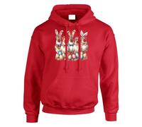 Gift Hub Easter Chicken Bunny Mens Hoody Comedy Happy Easter Day Hens Floral Crown Bow Tie Eggs Illustration Graphic Hoodie Red - Youth X-Small (Age 3-4)