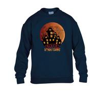 Gift Hub Enter If You Dare Mens Sweatshirt Halloween Horror Scary Unisex Christmas Jumper Haunted Mansion Trick or Treat Ghostly Design Kids Sweat Navy Blue - X-Large