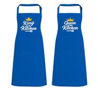 Gift Hub King & Queen of the Kitchen Apron - Chef Apron with Pockets - King of the Grill for BBQ, Baking, Gardening, and Painting - Adjustable Neck Strap & Washable Polyester Material - Blue