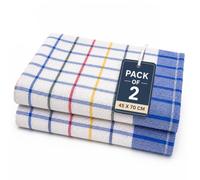 Gift Hub Kitchen Tea Towels Set, 100% Cotton Wonderdry Multicheck | Highly Absorbent Reusable Cleaning Cloths for Drying Dishes & Glassware| Home Essentials | 45x70 cm, Blue - Pack 2