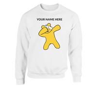 Gift Hub Personalised Boys Spotty Jumper Mens Dabbing Sweatshirt Pullover Bear Panda Dab School Girls Custom Kids Spotty Jumper Sweat Unisex Top Printed White - Youth Large (Age 9-11)