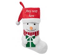 Gift Hub Personalised Christmas Stockings | With Any Text or Name, 40 CM Stocking for Kids & Adults | Snowmen 3D Designs | Rustic Hanging Fireplace Decoration for Family, Holiday & Party Décor