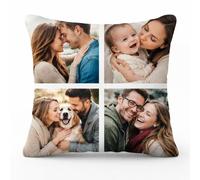 Gift Hub Personalised Cushion Cover with 4 Images | Customisable Pillow Cover, Best, Mothers Day, Valentines Day, Birthday, Anniversary & Wedding presents (Single Side)
