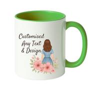 Gift Hub Personalised Mug | Coffee Cup with Coloured Handle and Inner | Any Photo or Text | Custom Coloured Cups for Valentine, Birthdays, & Occasions | Ceramic Mugs Available in Ten Colours | Green