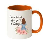 Gift Hub Personalised Mug | Coffee Cup with Coloured Handle and Inner | Any Photo or Text | Custom Coloured Cups for Valentine, Birthdays, & Occasions | Ceramic Mugs Available in Ten Colours | Orange
