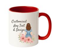 Gift Hub Personalised Mug | Coffee Cup with Coloured Handle and Inner | Any Photo or Text | Custom Coloured Cups for Valentine, Birthdays, & Occasions | Ceramic Mugs Available in Ten Colours | Red