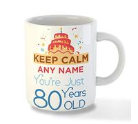 Gift Hub - Personalised Mugs for 80th Birthday Gifts, Featuring Birthday Design, Personalised Name Mug Gift for Him and Her to Celebrate Special Occasions (Keep Calm 80)