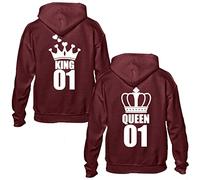 Gift Hub Printed Pullover King and Queen Hoodies - Friends and Couple Hoodies, Casual Fit That Will Have You Feeling Relaxed And Comfy, Multi-colors, Single Piece Maroon/White KingMedium (M)