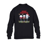 Gift Hub Reindeer Wine Glass Mens SweatShirt Christmas Jumper Vintage Sarcastic Adorable Graphic Sweat Black - XX-Large