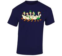 Gift Hub Saint Patricks Day Geese Mens Walking Parade Green Irish Leprechaun Hats Clover Bowtie Graphic T-Shirt Lucky Farm Birds Outdoor Nature Art Navy Blue - Youth X-Small (Age 3-4)
