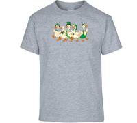 Gift Hub Saint Patricks Day Geese Mens Walking Parade Green Irish Leprechaun Hats Clover Bowtie Graphic T-Shirt Lucky Farm Birds Outdoor Nature Art Sport Grey - XX-Large