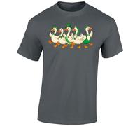Gift Hub Saint Patricks Day Geese Mens Walking Parade Green Irish Leprechaun Hats Clover Bowtie Graphic T-Shirt Lucky Farm Birds Outdoor Nature Art Charcoal - XX-Large