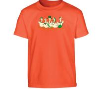Gift Hub Saint Patricks Day Geese Mens Walking Parade Green Irish Leprechaun Hats Clover Bowtie Graphic T-Shirt Lucky Farm Birds Outdoor Nature Art Orange - Youth Medium (Age 7-8)