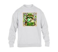 Gift Hub Saint Patricks Day Raccoon Mens Sweatshirt Drinking Green Beer Mug Blowing Bubblegum Heart Sunglasses Peace Sign Classic Comfort Casual Warm Festive Sweats White - Small