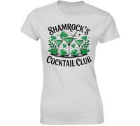 Gift Hub Saint Patricks Day Womens T-Shirt Comedy Three Green Martini Cocktails Shamrocks and Leaves Humorous Drinking Party Graphic Design Aesthetic Holiday Outfit White - Medium