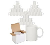 Gift Hub Sublimation Blank Ceramic Coffee Mugs, Set of 36, White, 11oz | Heat press printing mugs, Dishwasher & microwave safe. Ready for your own print designs.