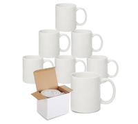 Gift Hub Sublimation Blank Ceramic Coffee Mugs, Set of 6, White, 11oz | Heat press printing mugs, Dishwasher & microwave safe. Ready for your own print designs.