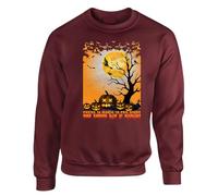 Gift Hub There Is Magic In The Night Mens Sweatshirt Halloween Horror Scary Unisex Jumper Haunted Mansion Trick or Treat Ghostly Design Kids Sweat Maroon - Large