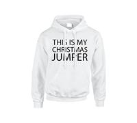 Gift Hub This Is My Christmas Slogan Hoodie, Funny Xmas Sweatshirt Pullover Gift Present Unisex Kids And Adult Sleeve Hoody Xmas Jumper White XS
