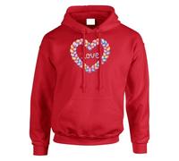 Gift Hub Valentine's Day Stronger Together Braided Heart Mens Hoodie Festive Retro Romantic Intertwined LoveGift Hoody Red - XX-Large